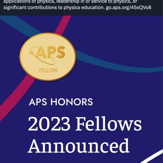 APS HONORS 2023 Fellows Announced